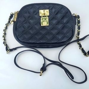 Anne Klein black and gold quilted crossbody purse